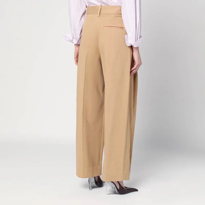 Wide beige trousers in cotton sold by Lord & Taylor product image thumbnail 2