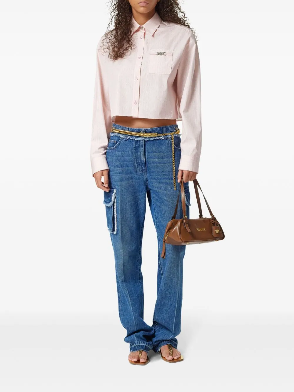 Pinstripe Chain boxy short shirt sold by Lord & Taylor product image thumbnail 3