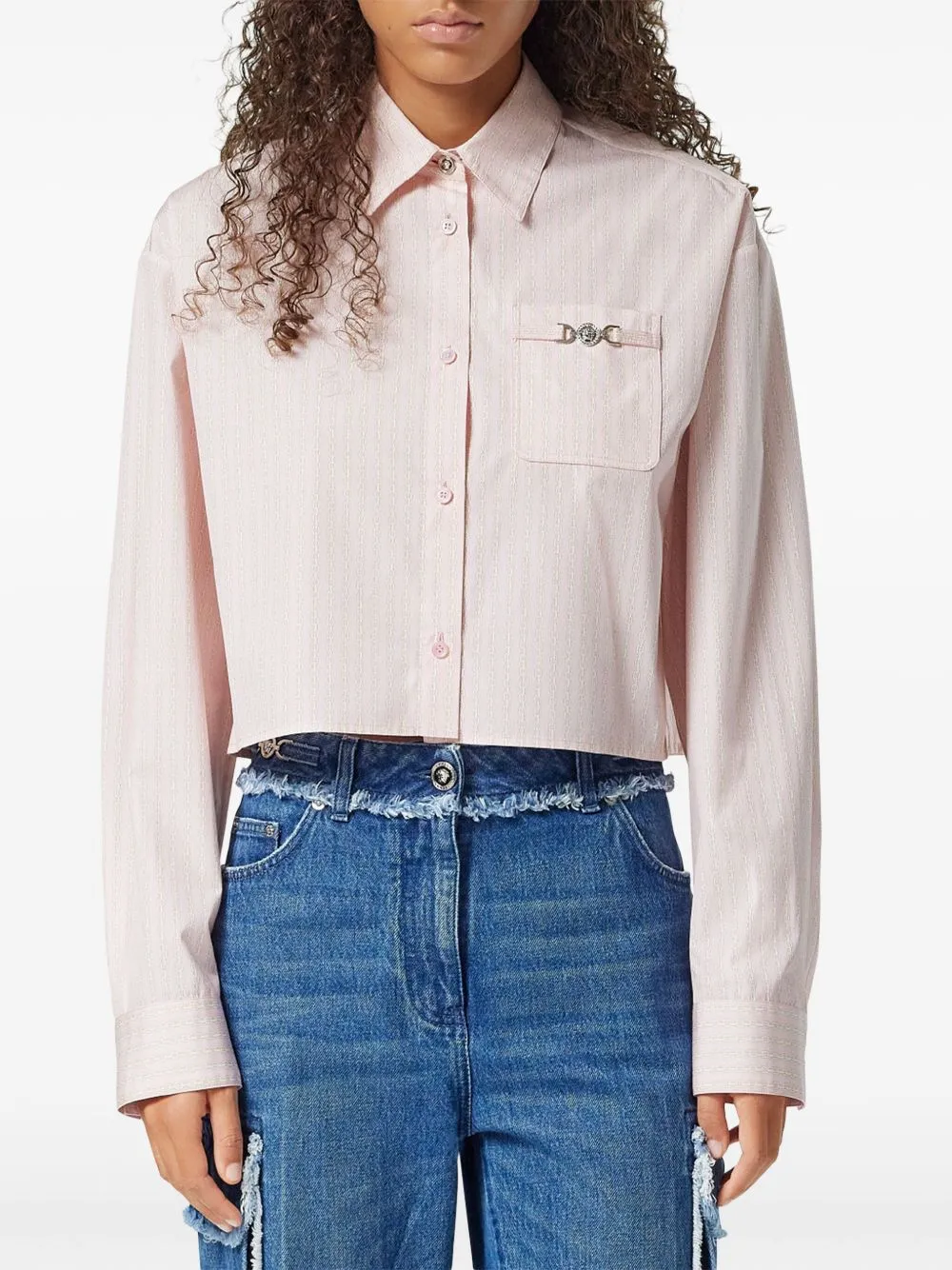 Pinstripe Chain boxy short shirt sold by Lord & Taylor product image thumbnail 2