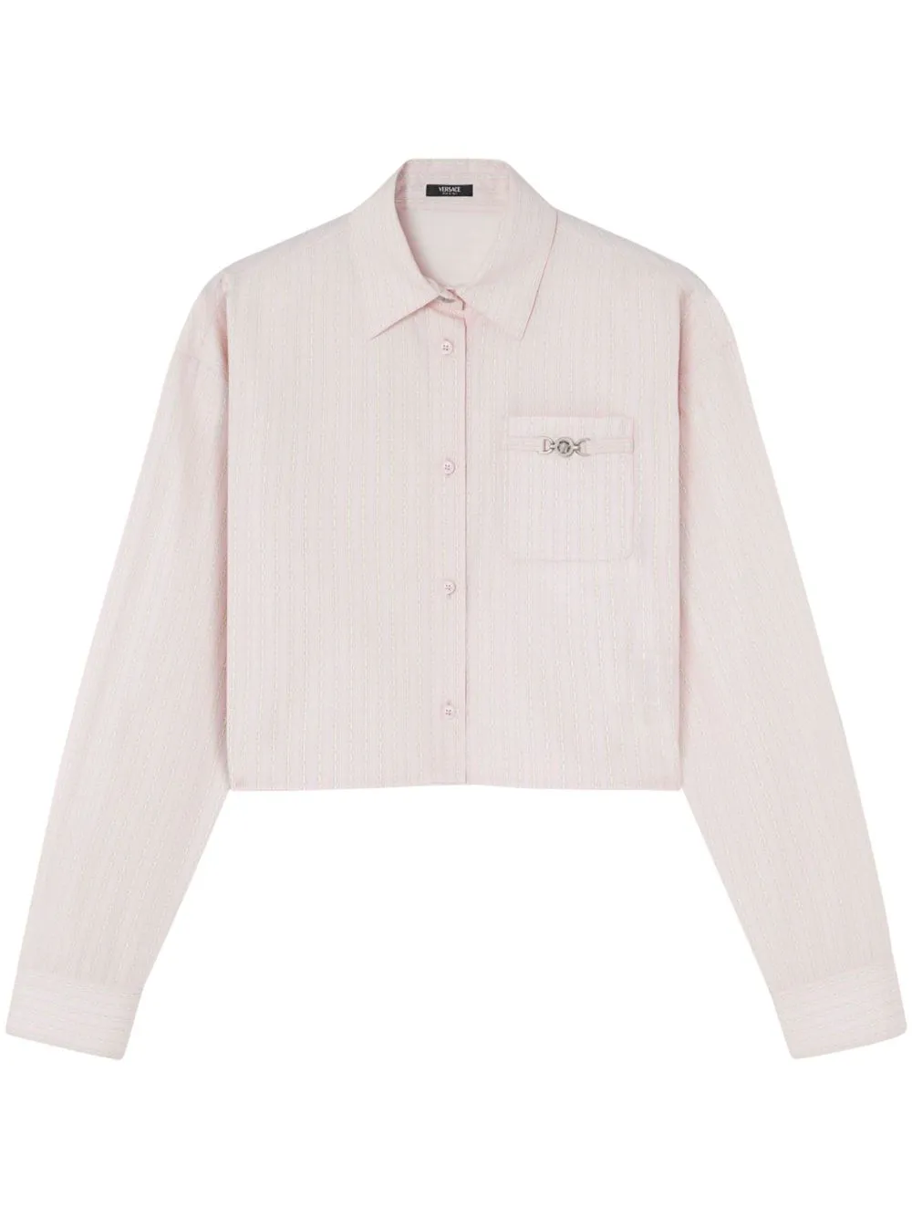 Pinstripe Chain boxy short shirt sold by Lord & Taylor