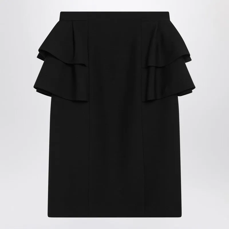 Black skirt with ruffles on the sides made by Valentino