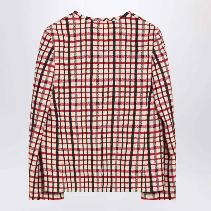 Check-pattern jacket in virgin wool and cotton sold by Lord & Taylor product image thumbnail 2