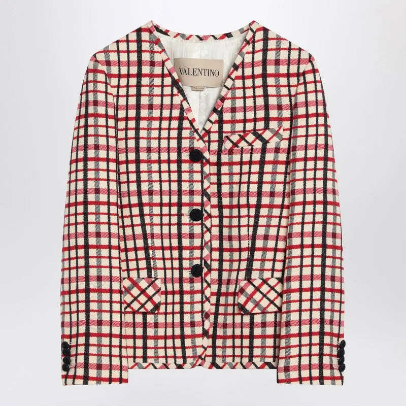 Check-pattern jacket in virgin wool and cotton sold by Lord & Taylor