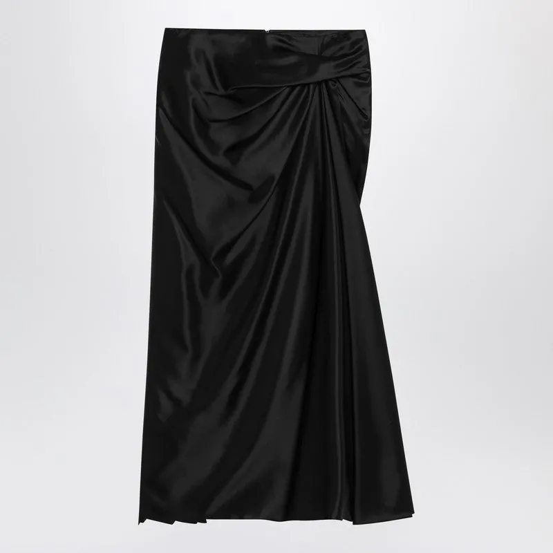 Draped black skirt in cupro twill sold by Lord & Taylor