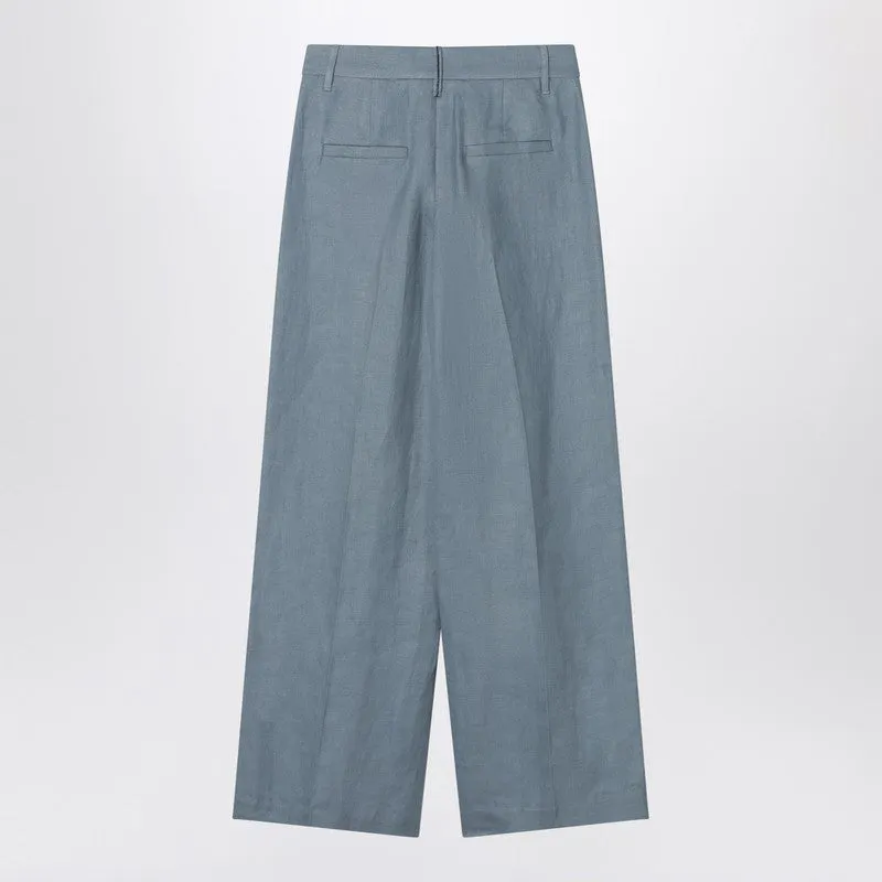 Wide avio-colored trousers in linen blend sold by Lord & Taylor product image thumbnail 2