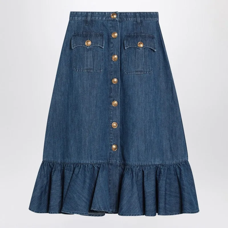 Valentino Blue denim midi skirt sold by Lord & Taylor