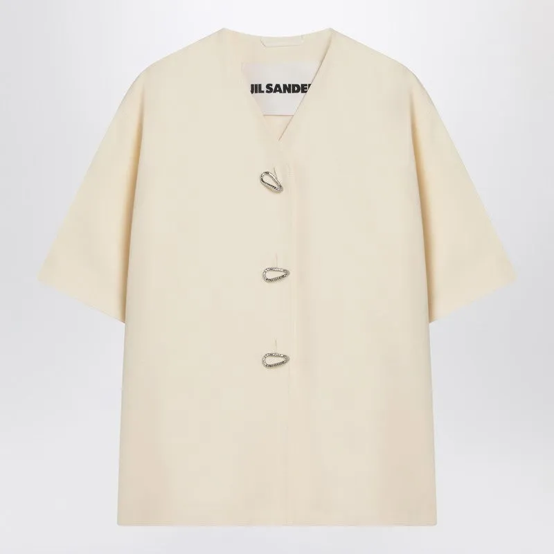 Ivory silk blend shirt jacket sold by Lord & Taylor