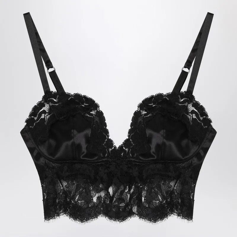 Dolce&Gabbana Black bralette top in silk satin and lace sold by Lord & Taylor