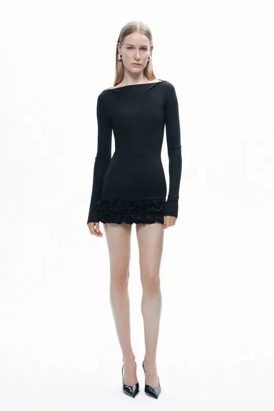 Black Frill Detailed Jersey Mini Dress sold by Lord & Taylor