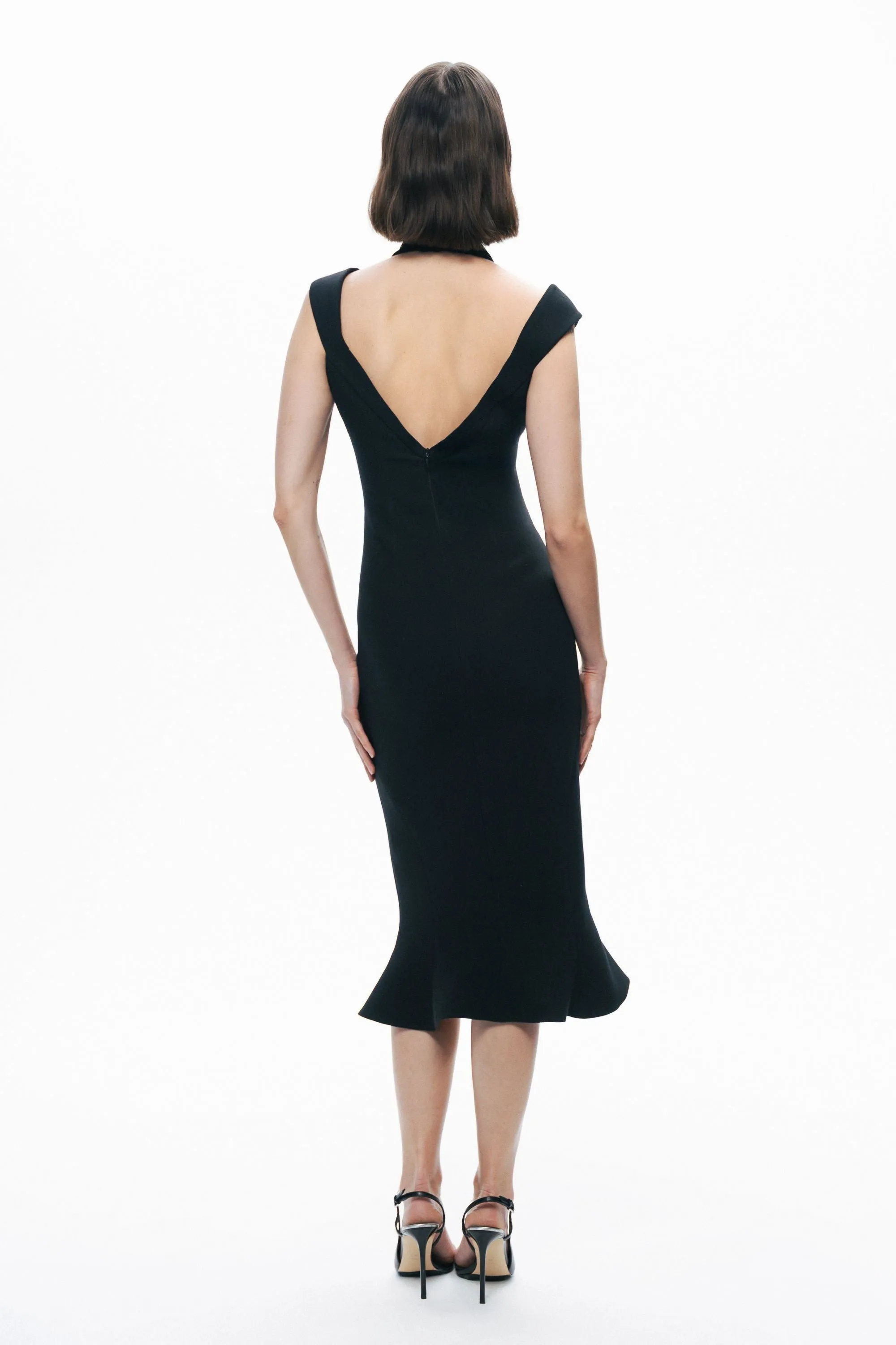 Black Chiffon Detailed Midi Dress sold by Lord & Taylor product image thumbnail 5