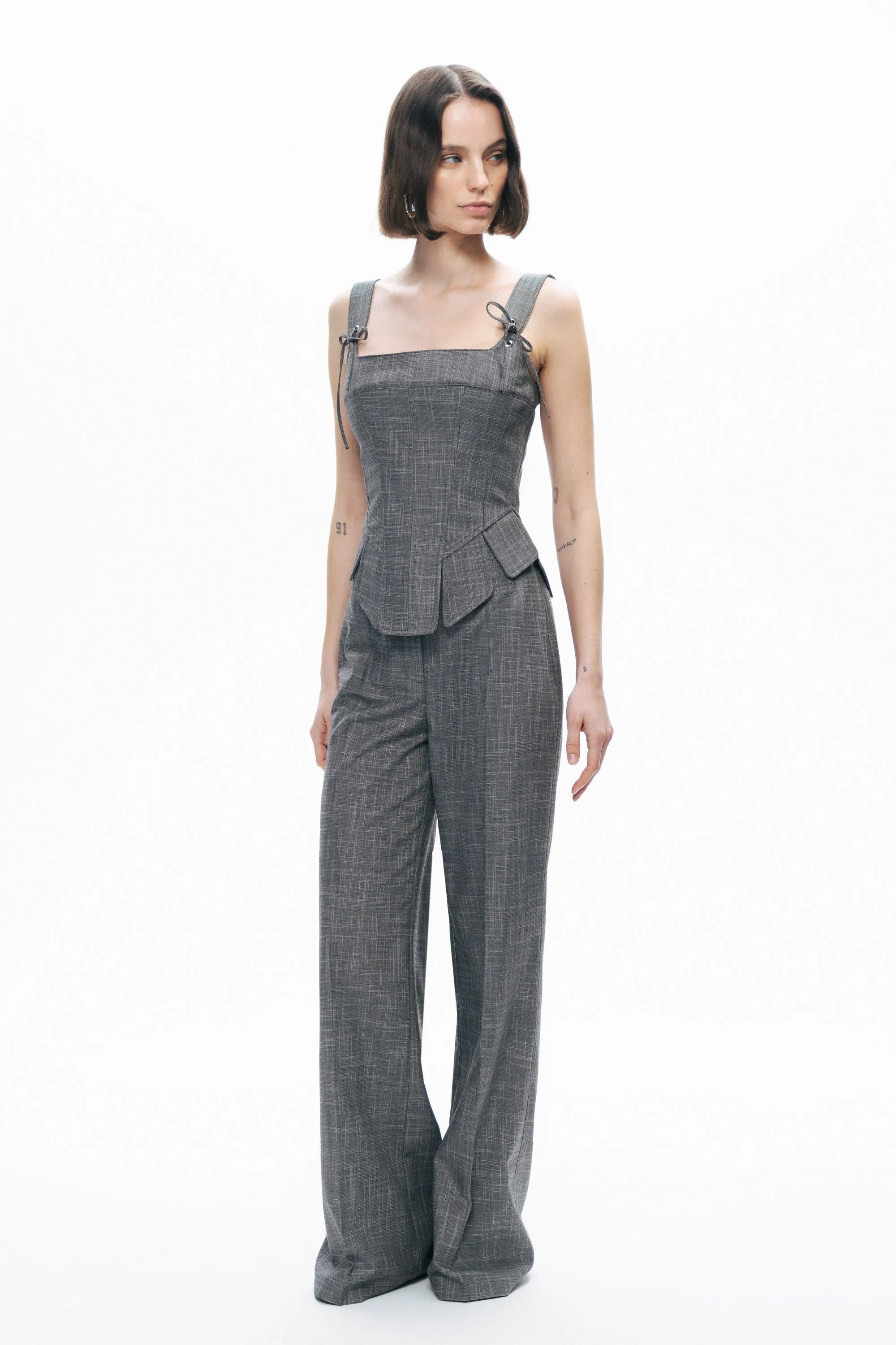 Grey Eyelet Tie Detail Blouse sold by Lord & Taylor product image thumbnail 5