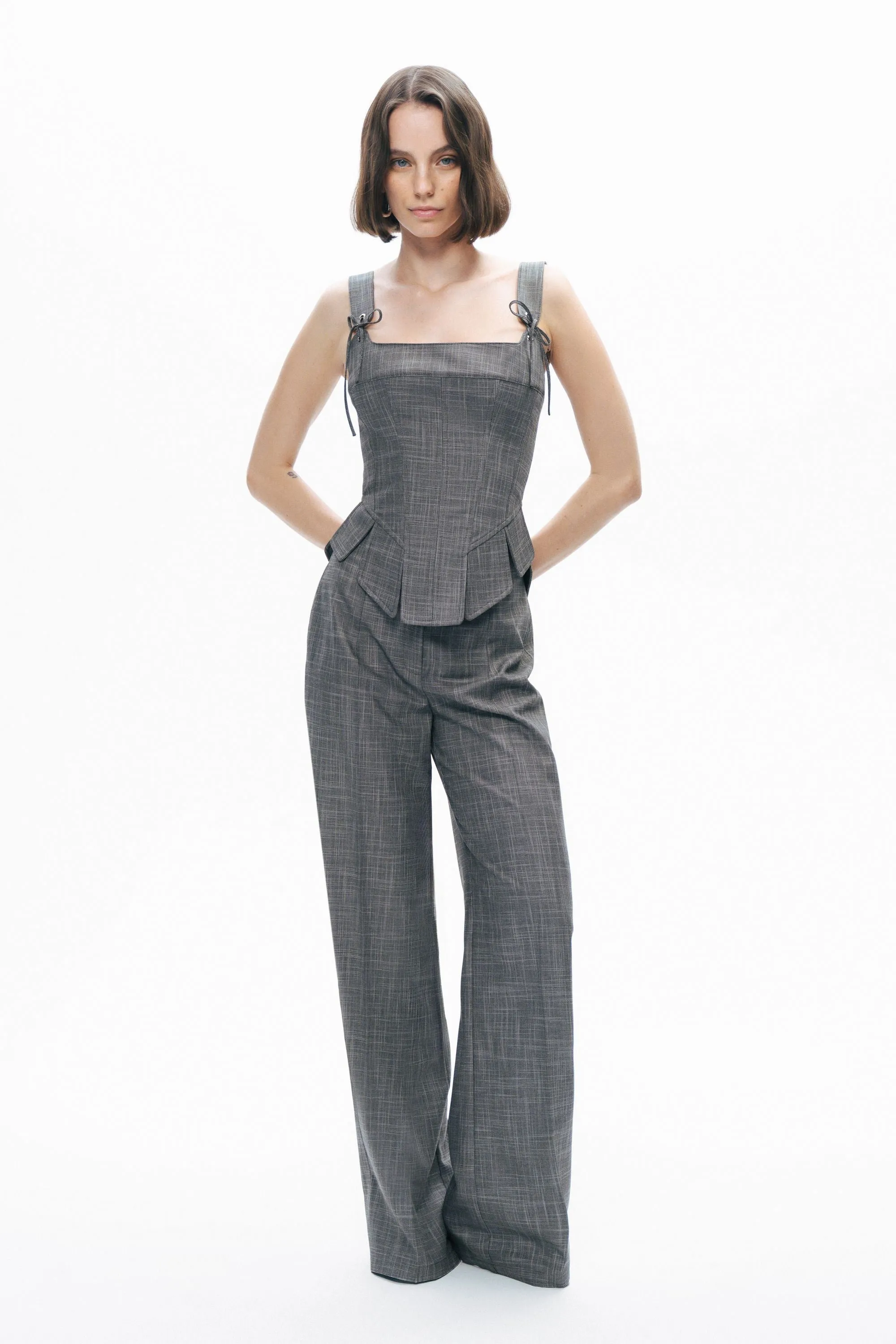 Grey Eyelet Tie Detail Blouse sold by Lord & Taylor product image thumbnail 3