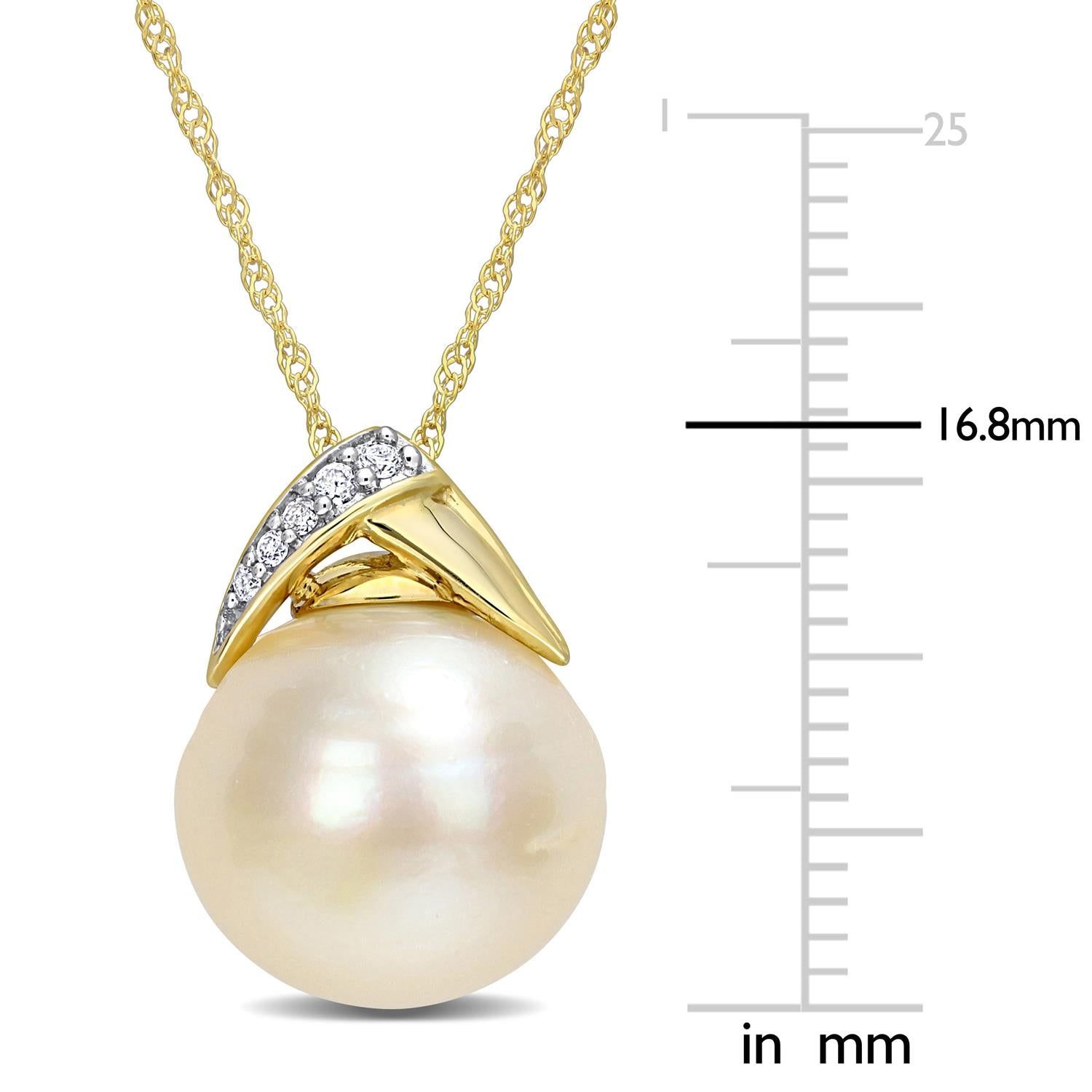 14k Yellow Gold Cultured Pearl & Diamond Accent Necklace sold by Lord & Taylor product image thumbnail 2