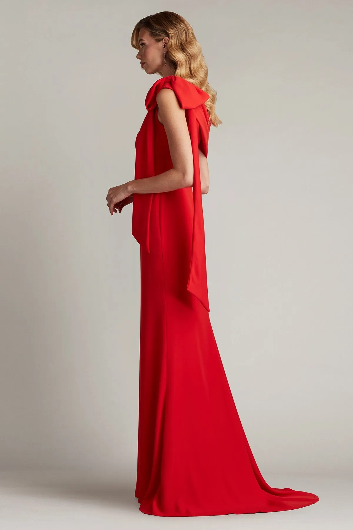 Cassia Bow-Shoulder Crepe Gown sold by Lord & Taylor product image thumbnail 4