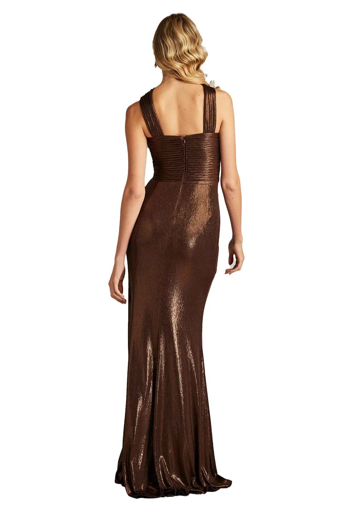Jessa Metallic Crisscross Draped Halter Gown sold by Lord & Taylor product image thumbnail 2