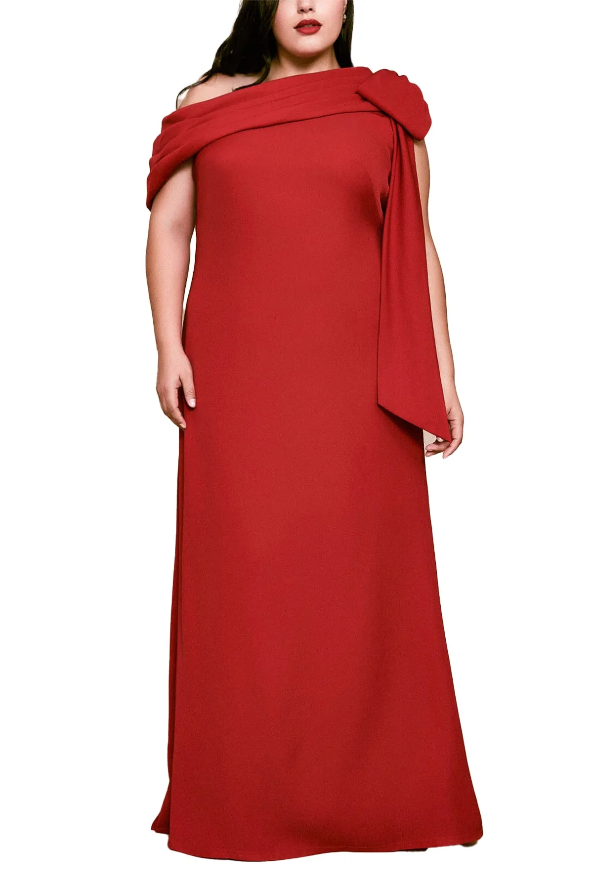 Cassia Bow-Shoulder Crepe Gown - PLUS SIZE sold by Lord & Taylor