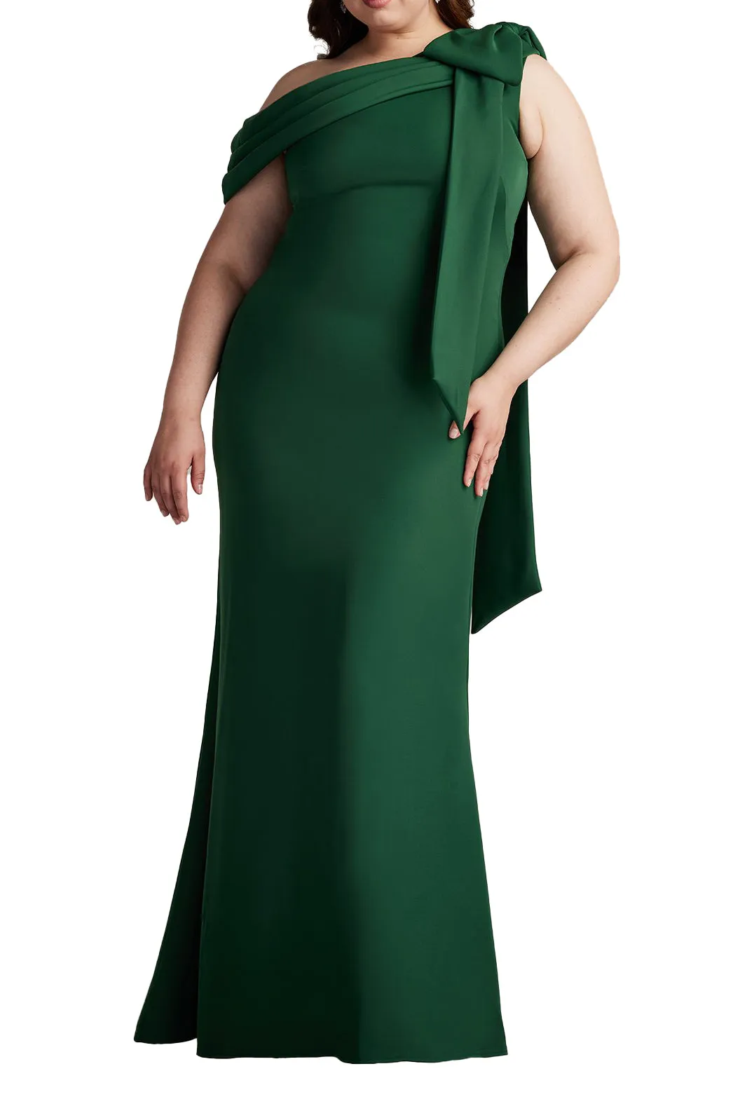 Tadashi Shoji Cassia Bow-Shoulder Crepe Gown - PLUS SIZE sold by Lord & Taylor