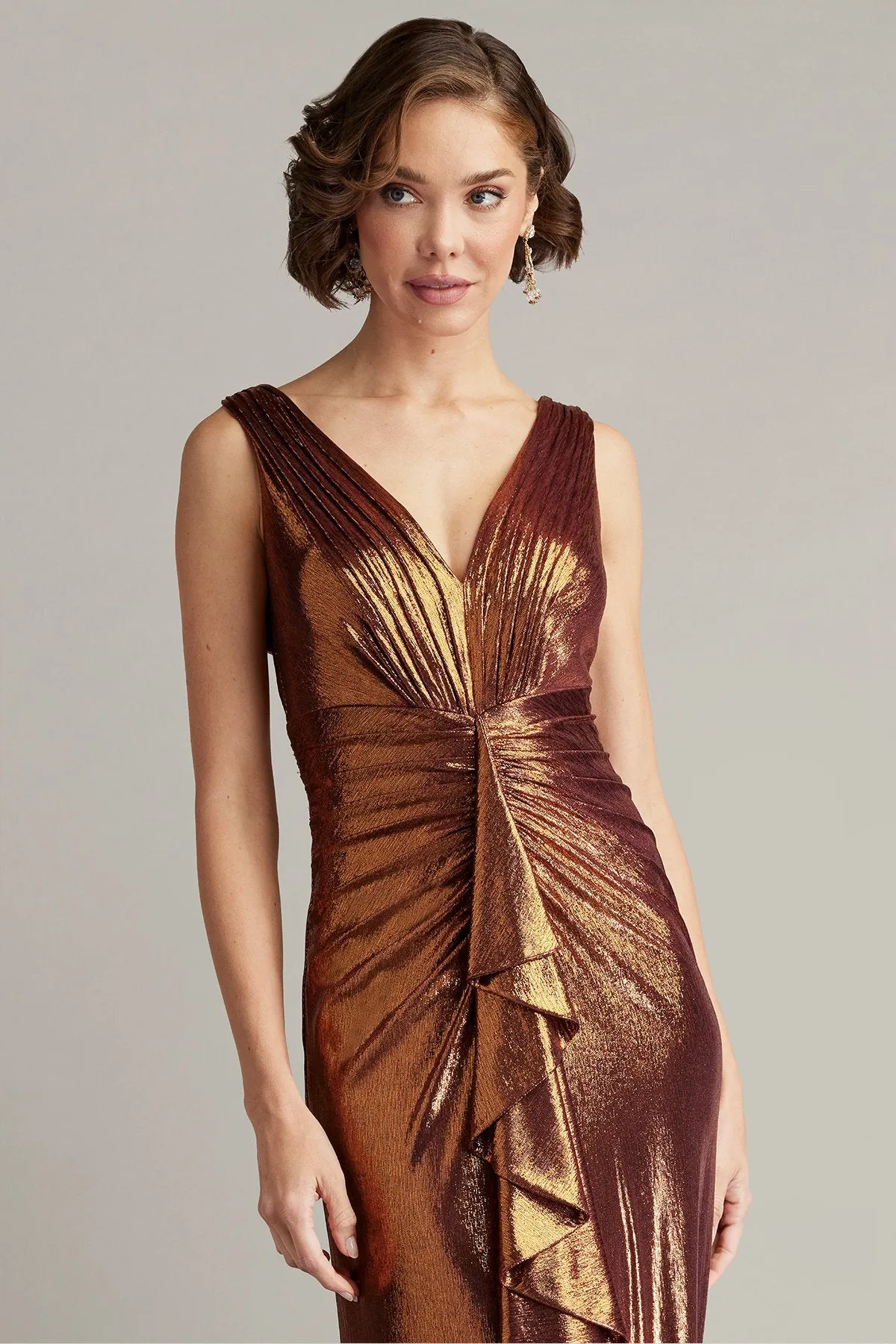 Vox Metallic Waterfall Drape Gown sold by Lord & Taylor product image thumbnail 3