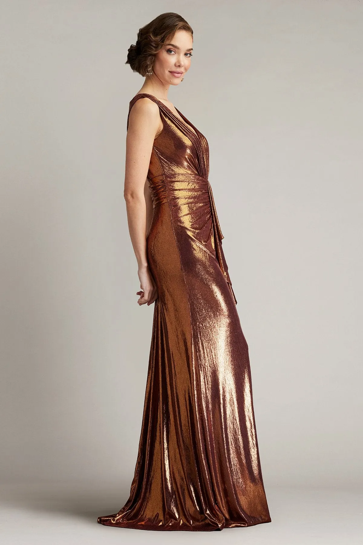 Vox Metallic Waterfall Drape Gown sold by Lord & Taylor product image thumbnail 2