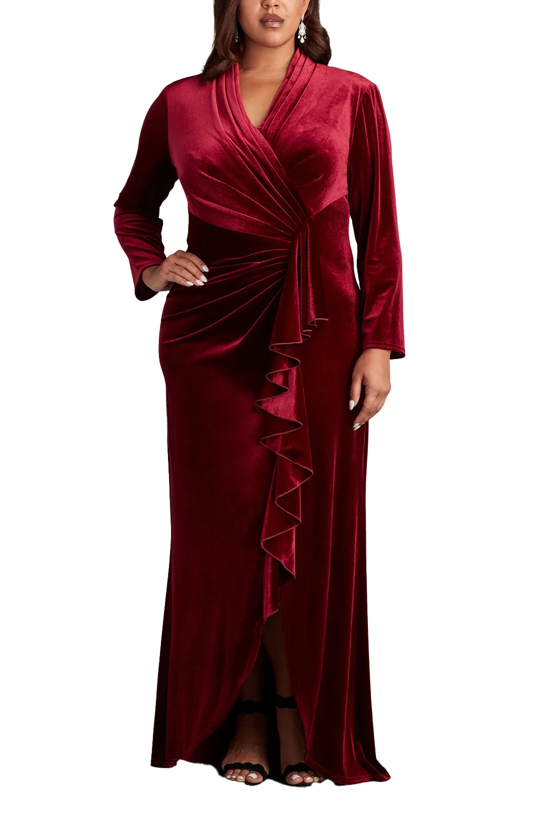 Markum Long-Sleeve Velvet Flounce Gown - PLUS SIZE sold by Lord & Taylor