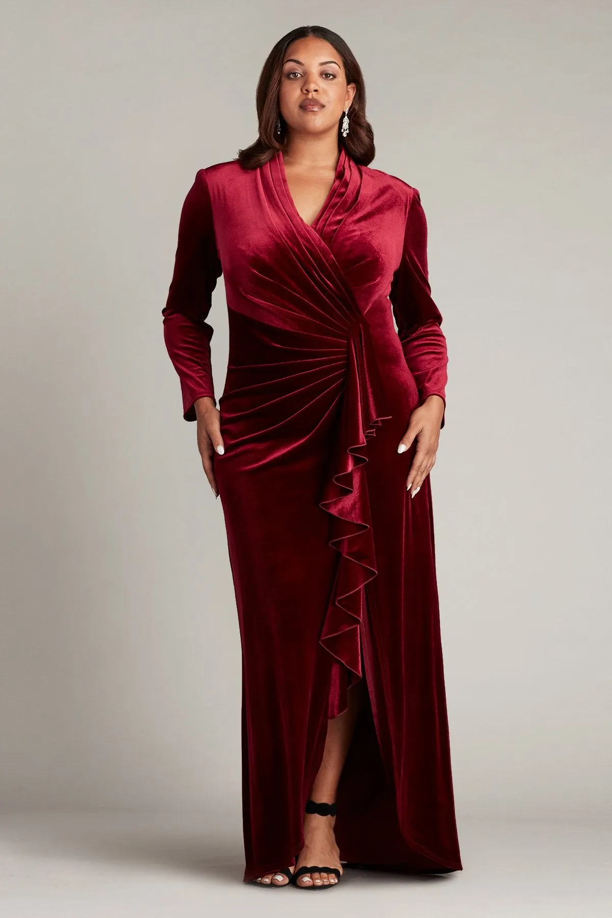 Markum Long-Sleeve Velvet Flounce Gown - PLUS SIZE sold by Lord & Taylor product image thumbnail 3