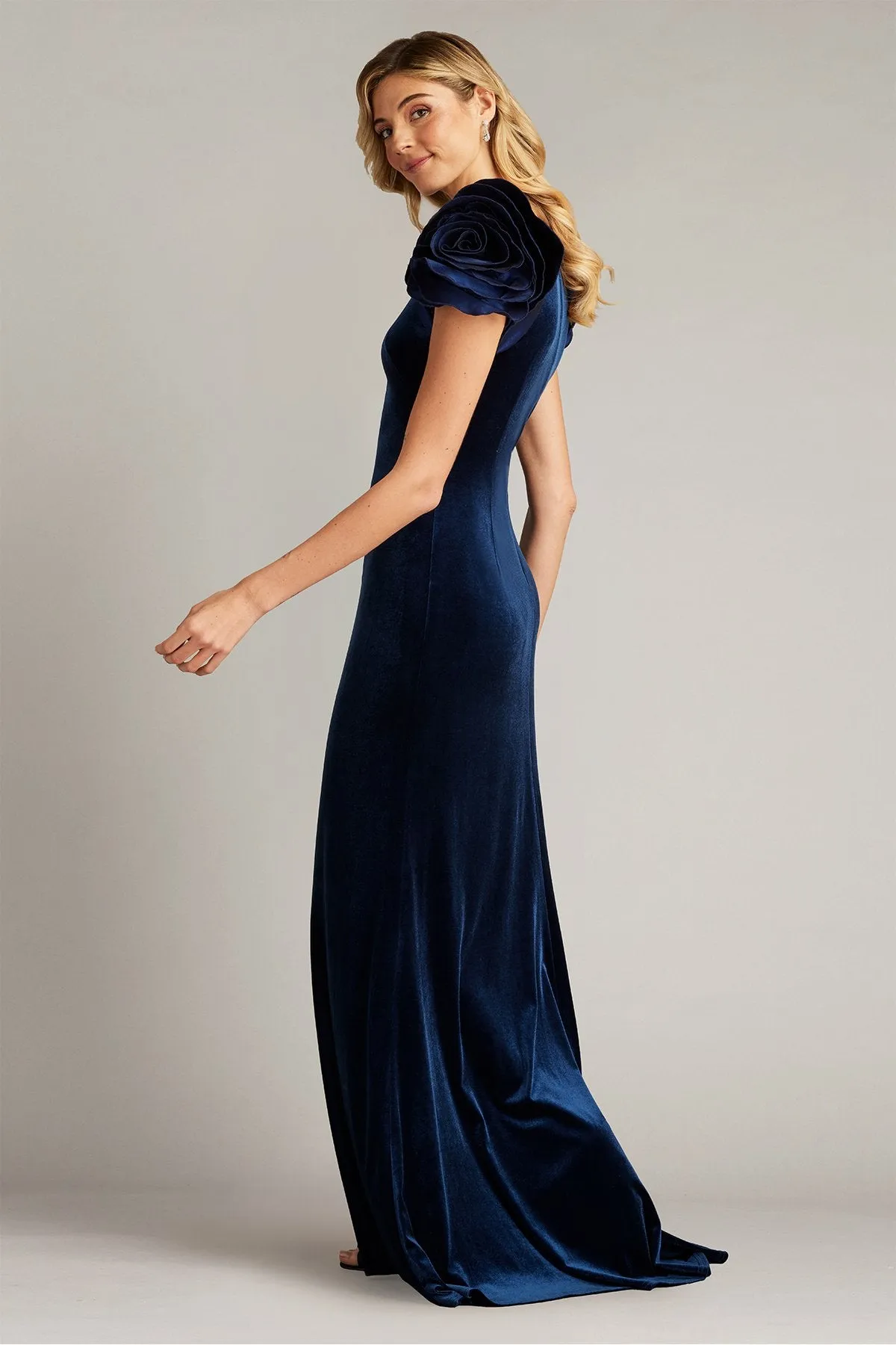 Maylee Rosette-Shoulder Velvet Gown sold by Lord & Taylor product image thumbnail 4