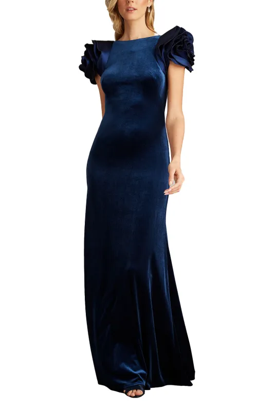 Maylee Rosette-Shoulder Velvet Gown sold by Lord & Taylor