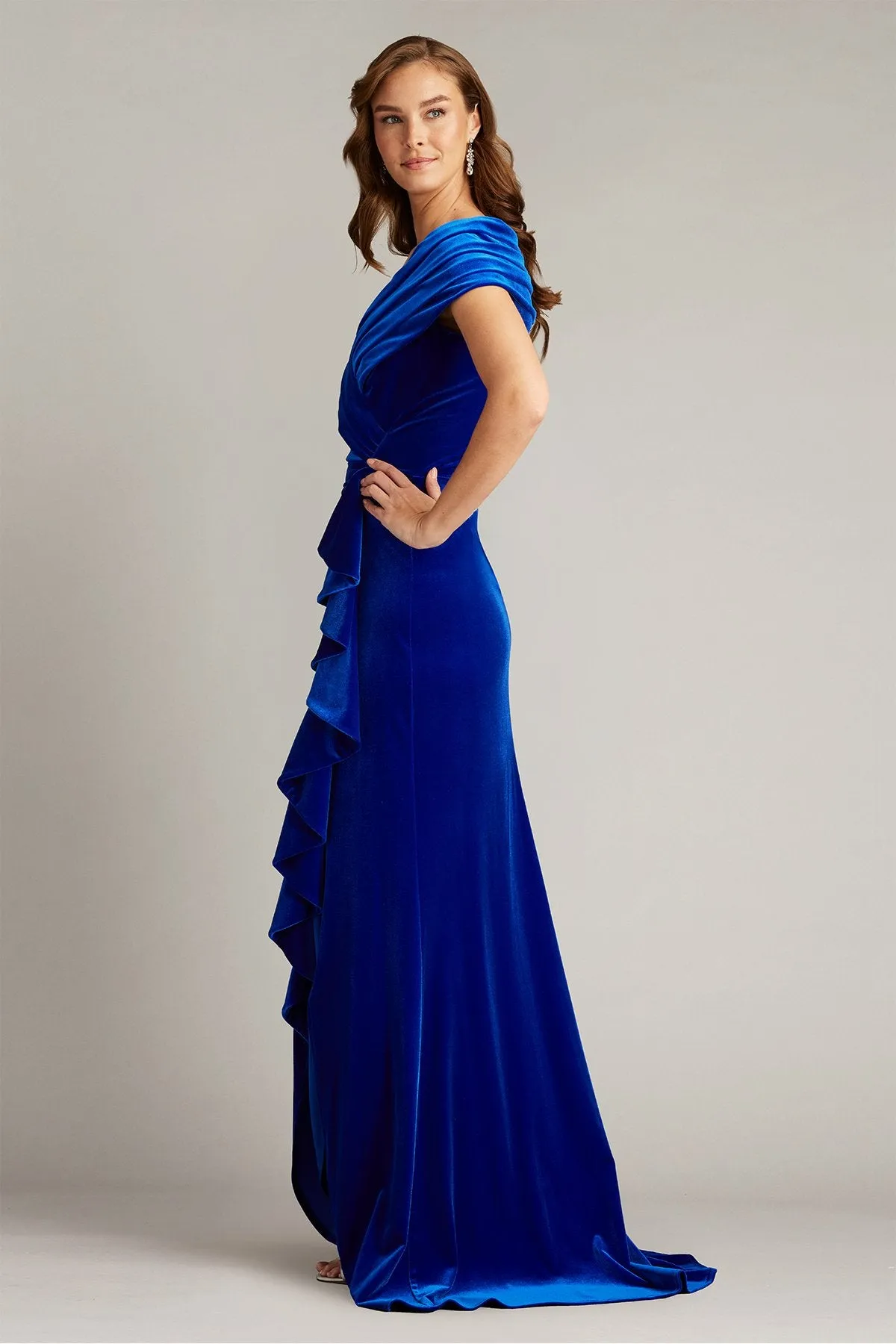Alvarez Velvet Waterfall Drape Gown sold by Lord & Taylor product image thumbnail 4