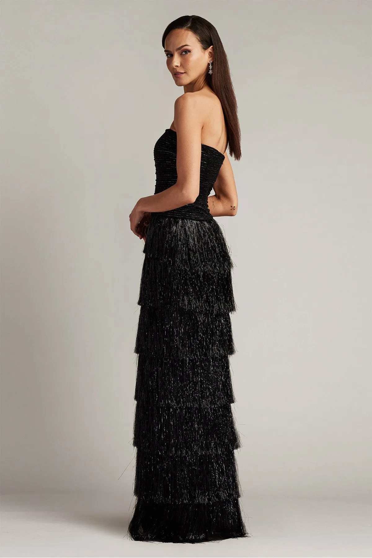 Shania Sequin Velvet Fringe Gown sold by Lord & Taylor product image thumbnail 4