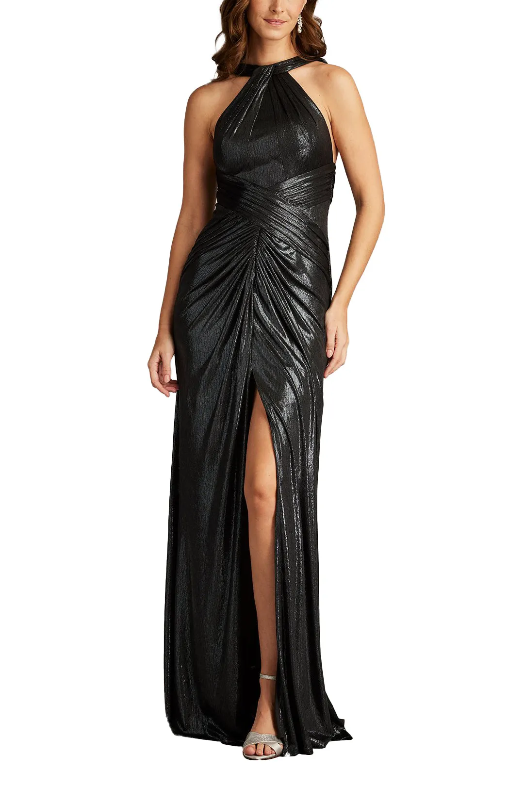 Carlini Draped Metallic Halter Gown sold by Lord & Taylor product image thumbnail 4