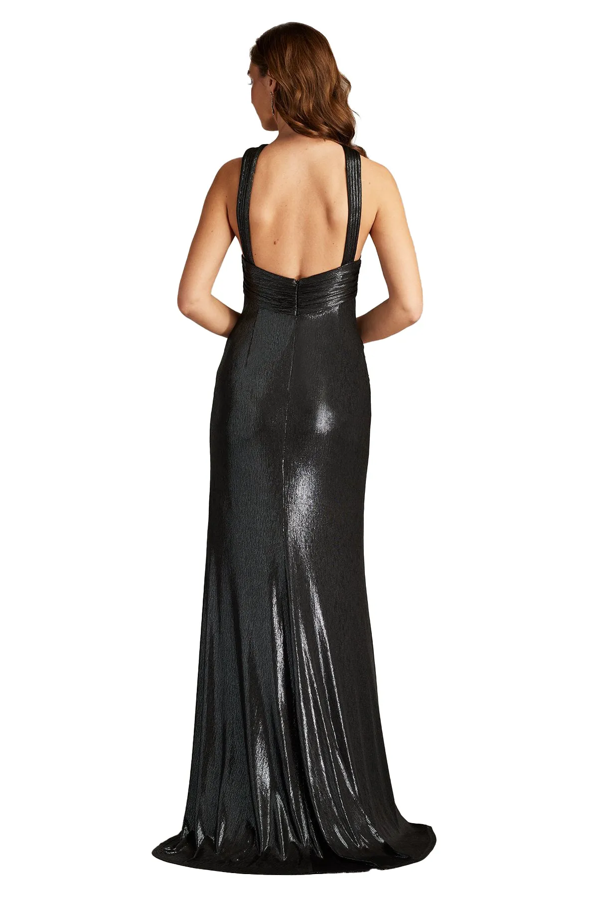 Carlini Draped Metallic Halter Gown sold by Lord & Taylor