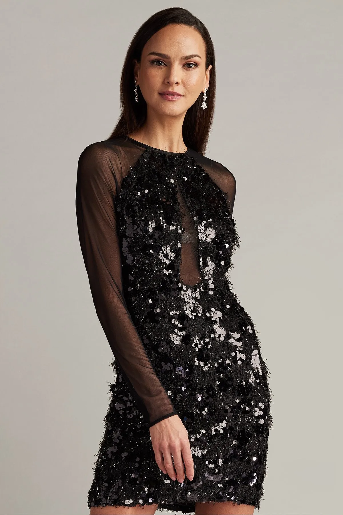 Dina Sequin Eyelash Fringe Mini Dress sold by Lord & Taylor product image thumbnail 3