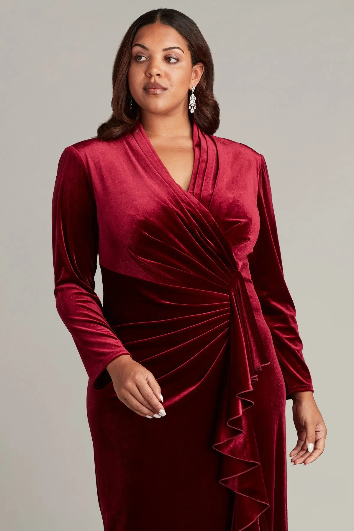 Markum Long-Sleeve Velvet Flounce Gown - PLUS SIZE sold by Lord & Taylor product image thumbnail 3