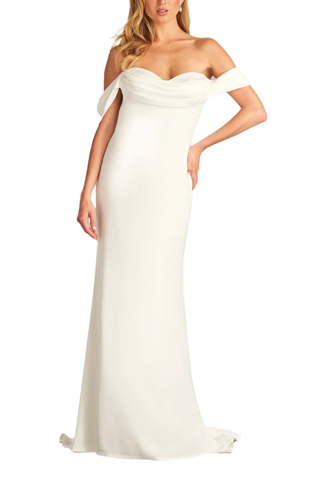 Amishta Off-The-Shoulder Crepe Gown sold by Lord & Taylor