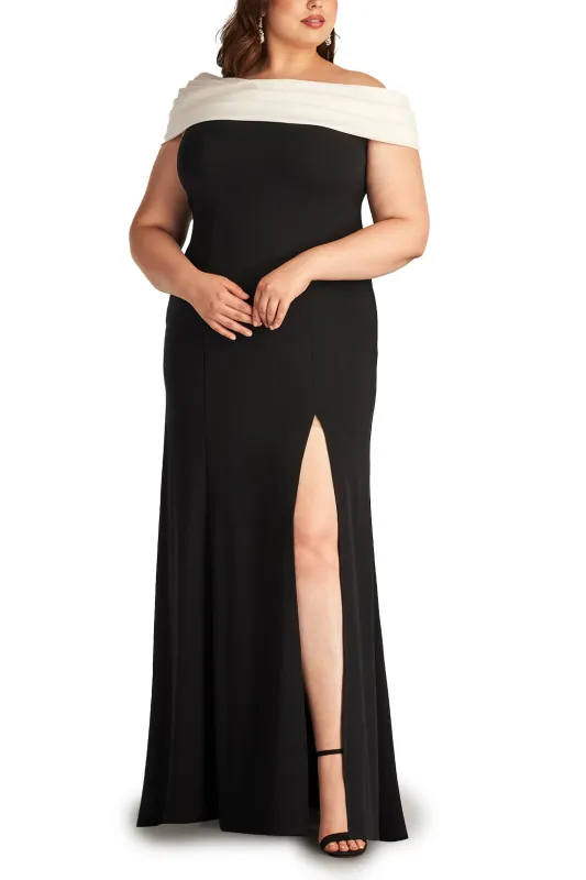 Dalton Two-Tone Off-Shoulder Gown- PLUS SIZE made by Tadashi Shoji