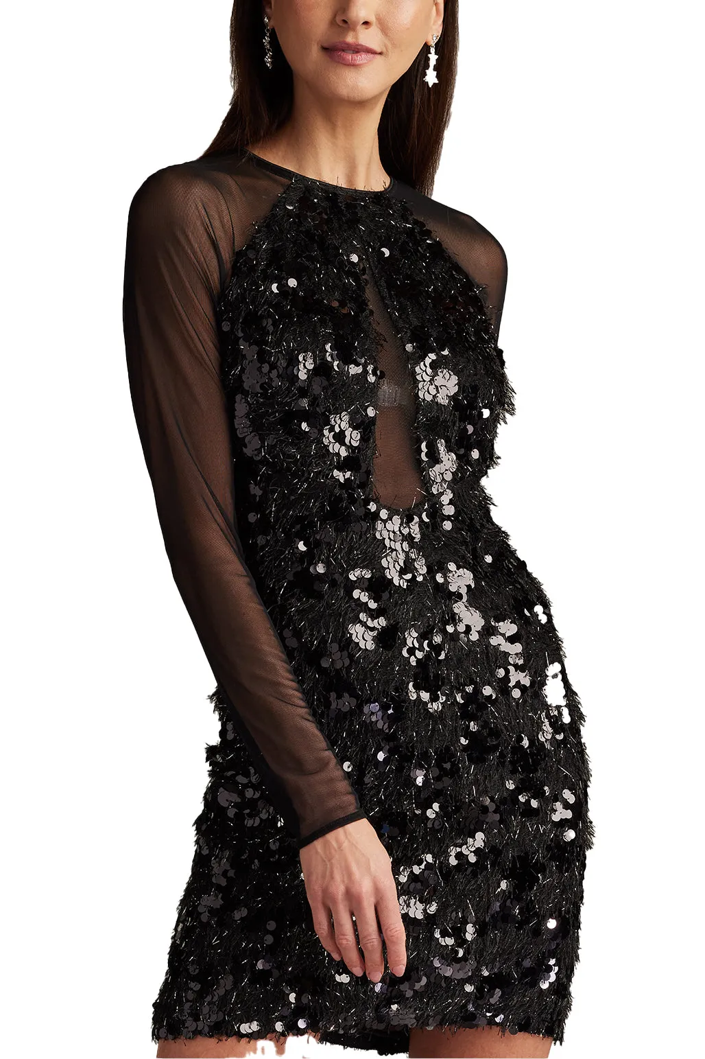 Dina Sequin Eyelash Fringe Mini Dress sold by Lord & Taylor product image thumbnail 5