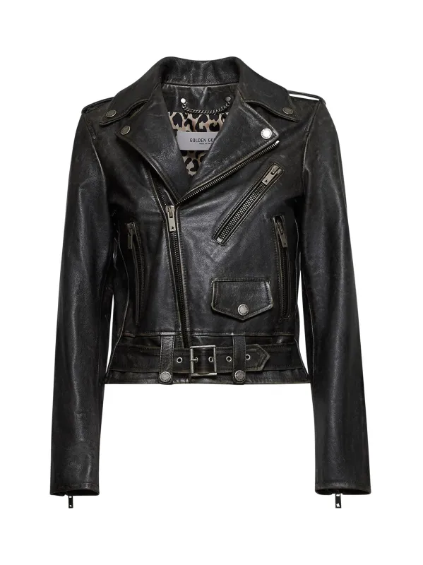 Black Leather Biker Jacket sold by Lord & Taylor
