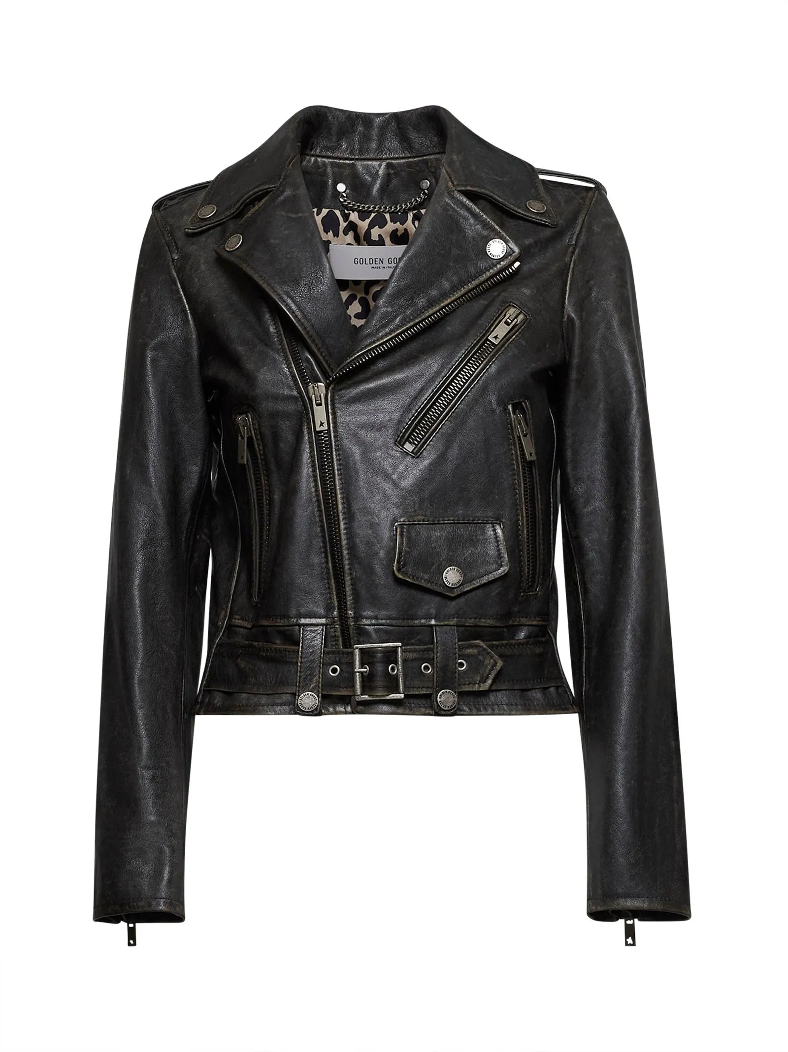 Black Leather Biker Jacket sold by Lord & Taylor