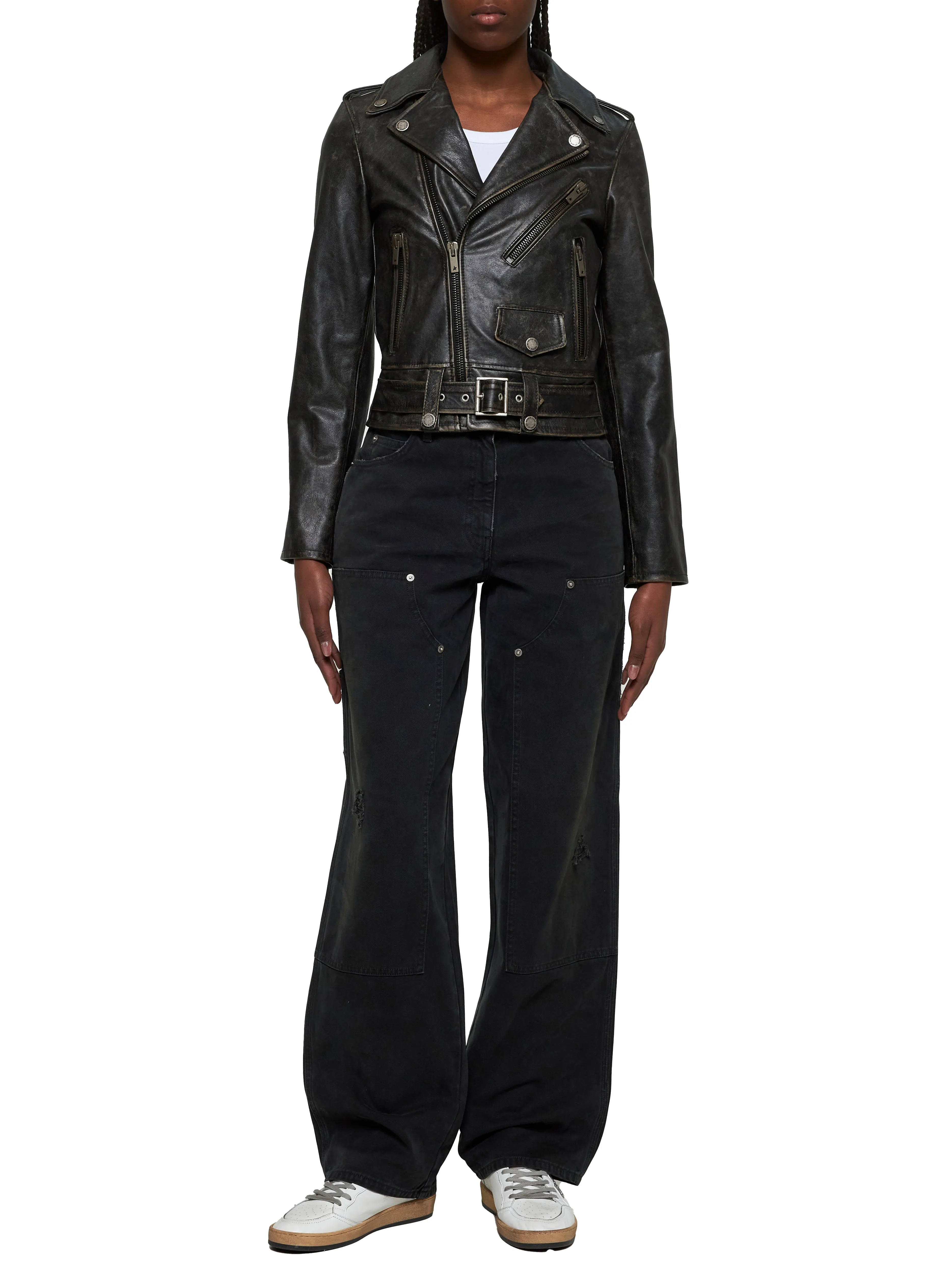 Black Leather Biker Jacket sold by Lord & Taylor product image thumbnail 2