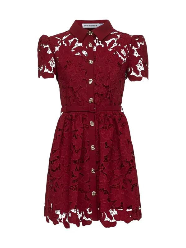 Burgundy Floral Lace Mini Dress sold by Lord & Taylor