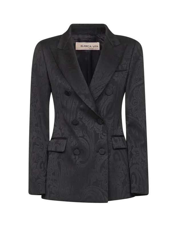 Onyx Jacquard Satin Godezia Blazer sold by Lord & Taylor