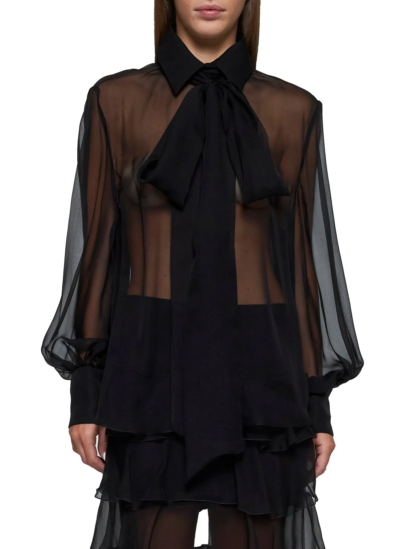 Valentino Sheer Silk Chiffon Shirt sold by Lord & Taylor product image thumbnail 3