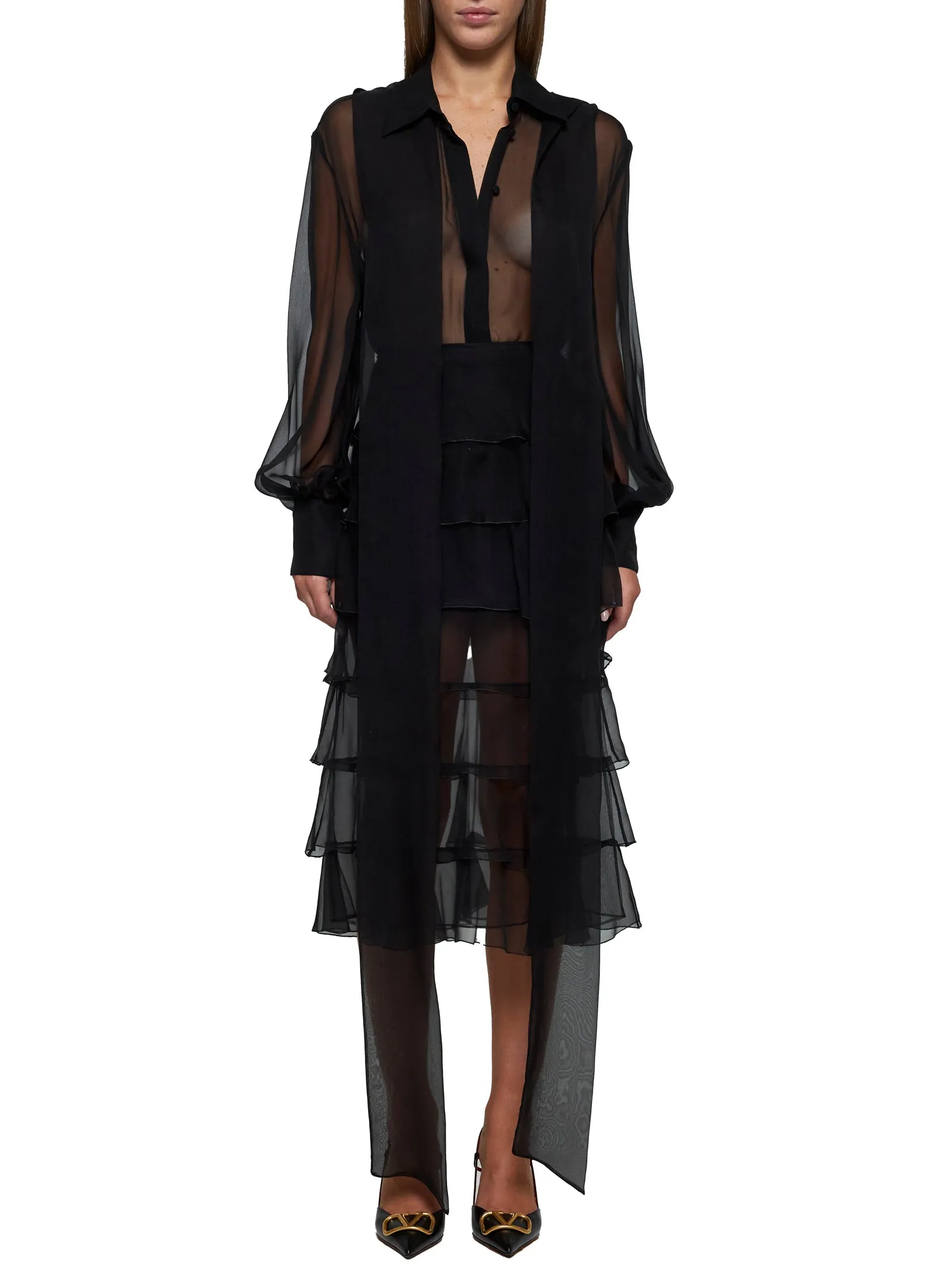 Valentino Sheer Silk Chiffon Shirt sold by Lord & Taylor product image thumbnail 2
