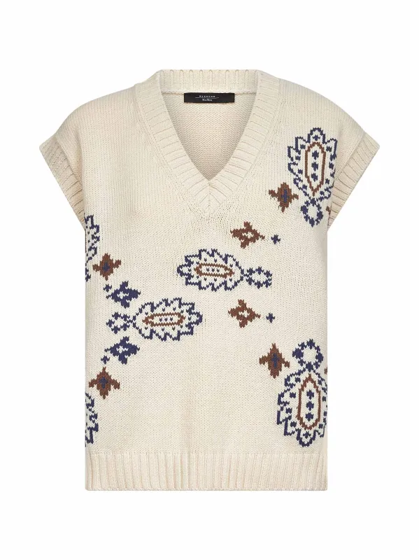 Ivory Intarsia-Knit CRUSCA Vest made by MaxMara
