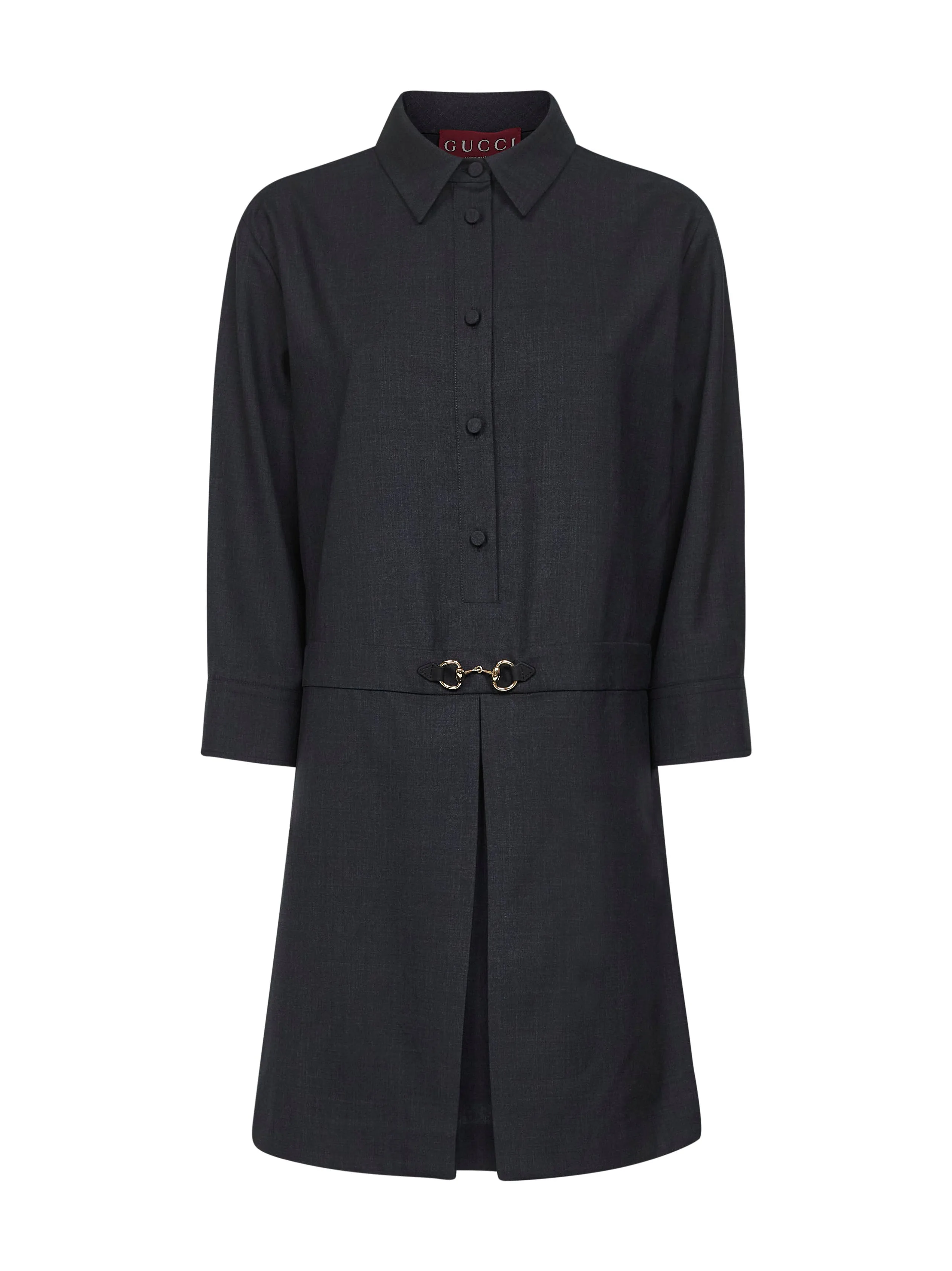Gray Wool Shirt Dress with Horsebit sold by Lord & Taylor