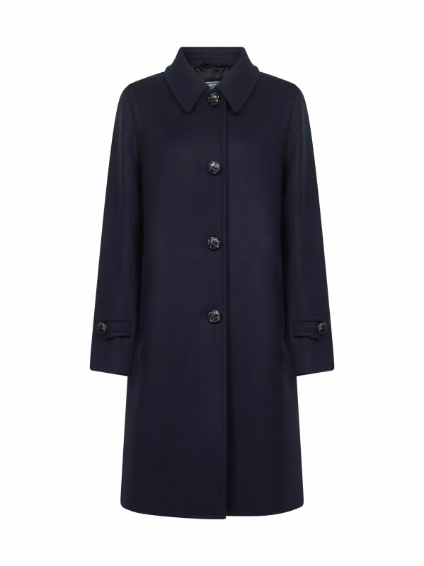 Blue virgin wool single-breasted coat sold by Lord & Taylor