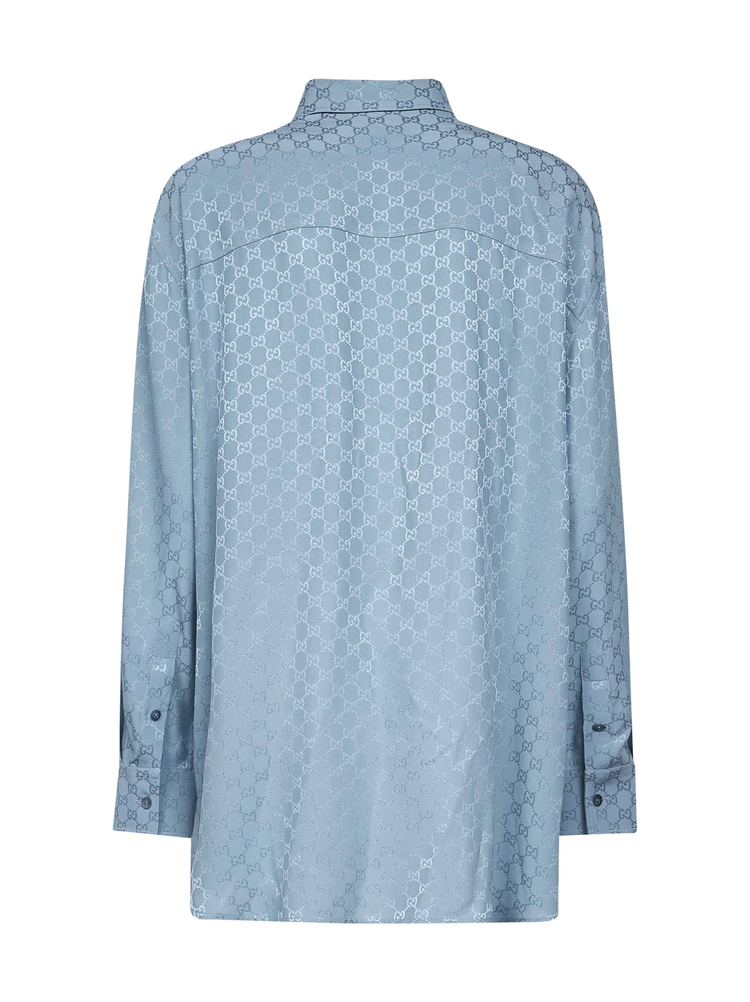 Light Blue GG Jacquard Silk Oversized Shirt sold by Lord & Taylor product image thumbnail 2