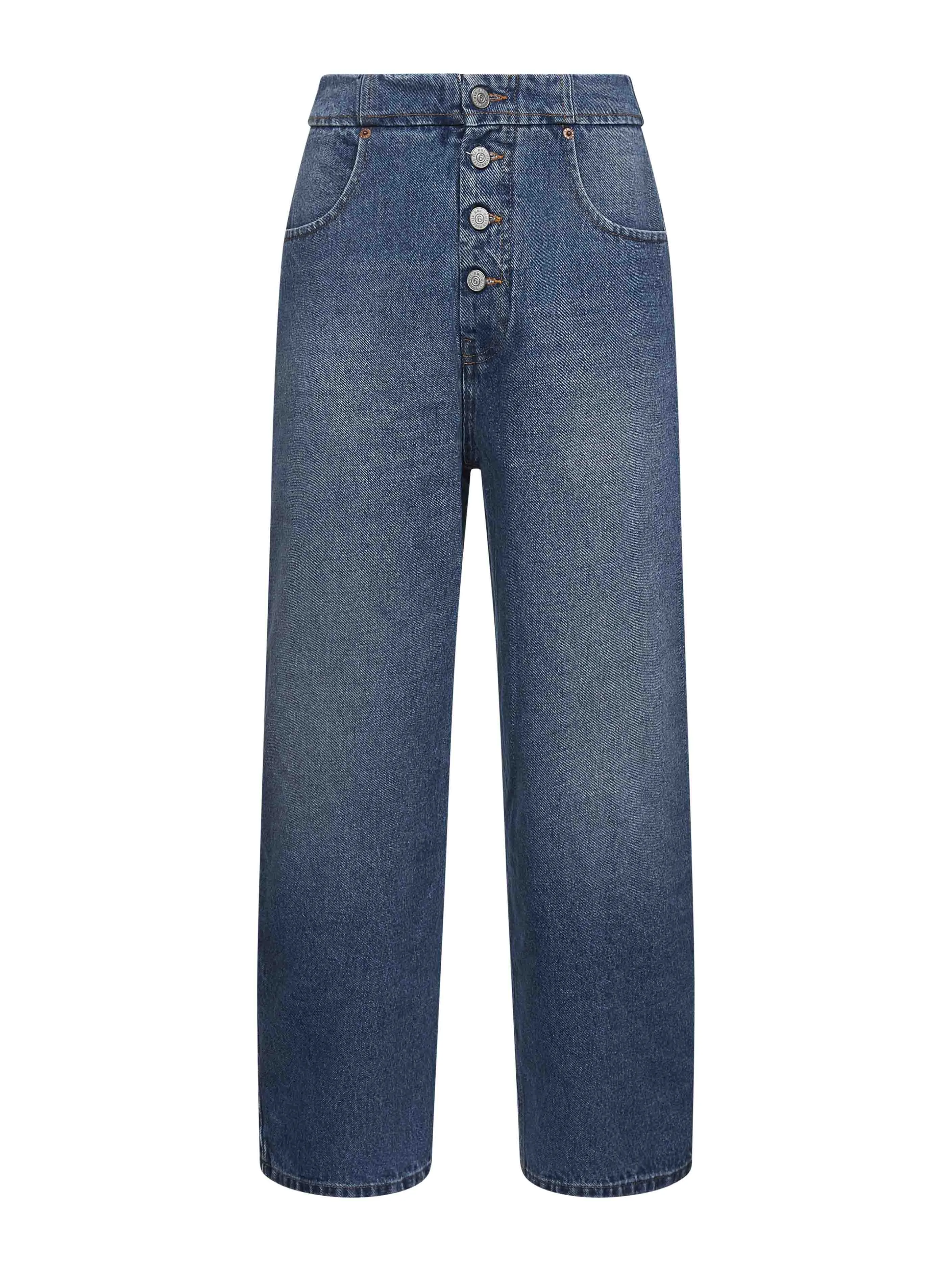 Blue denim straight leg jeans sold by Lord & Taylor