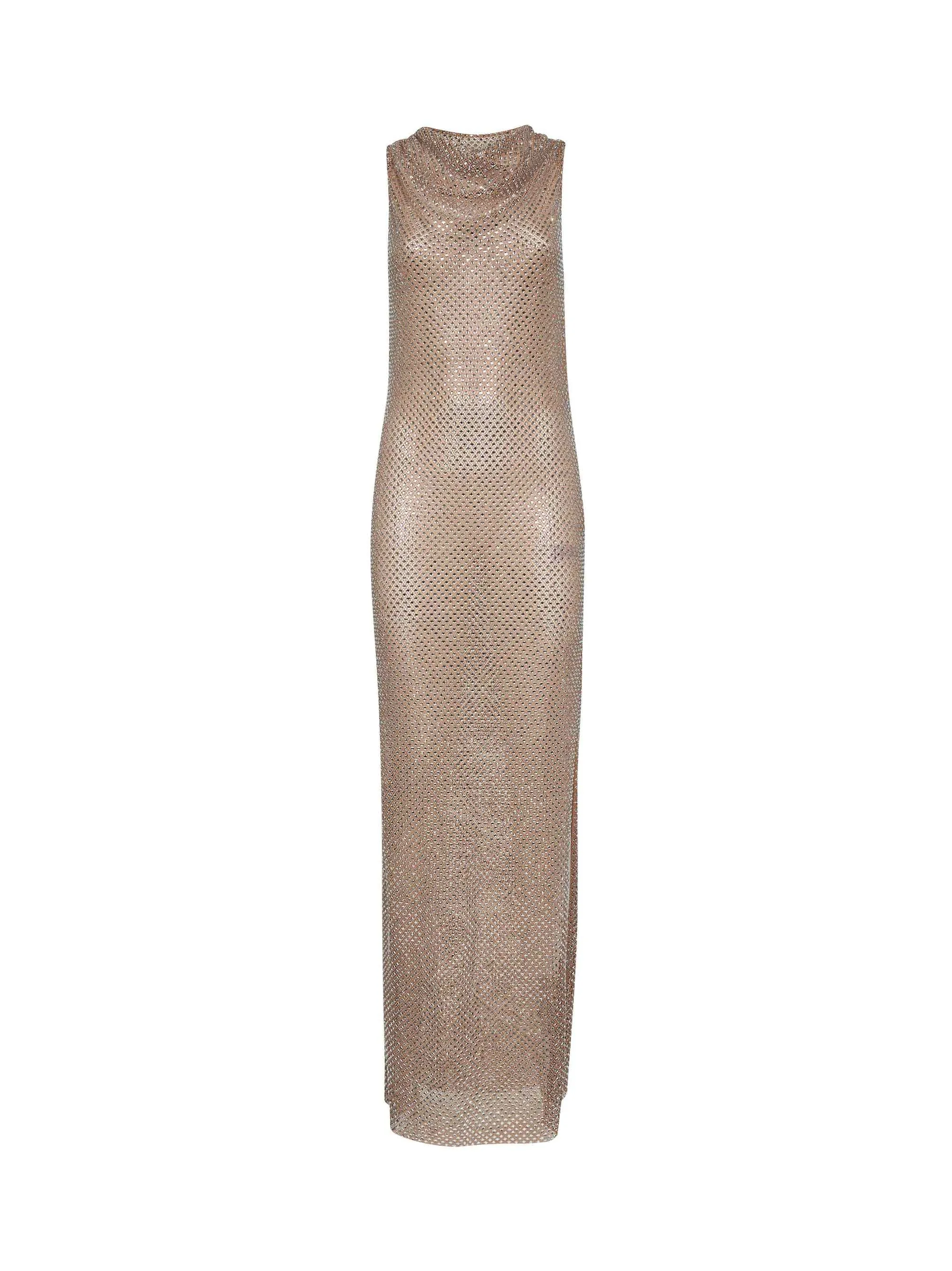 Silver Rhinestone Fishnet Maxi Dress sold by Lord & Taylor