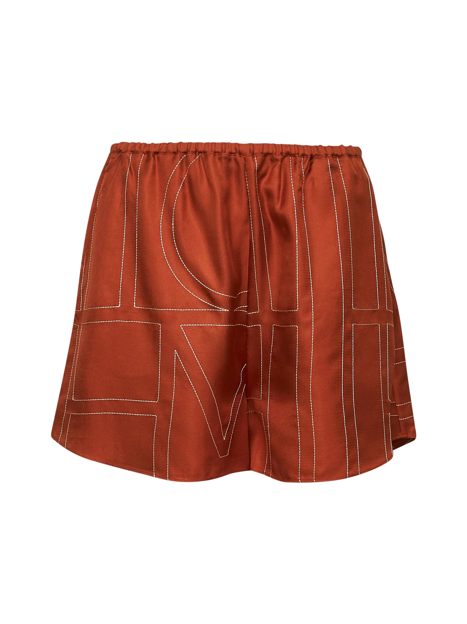 Orange Silk Twill Monogram Pajama Shorts sold by Lord & Taylor